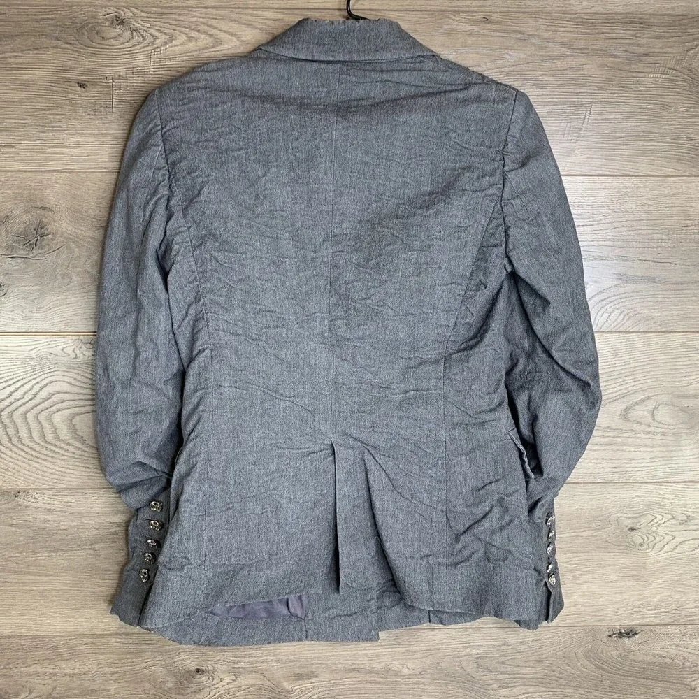 Versace Jacket Womens Size 8 Grey 2 Button Closure Notch Lapel Shoulder Pads - Picture 8 of 11